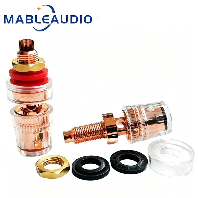 Diy Speaker - HIFI-Audio-Lautsprecher-Anschlussklemme EIZZ EZ-307 Rotkupferbeschichteter Messinganschluss Transparentes